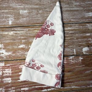 Kate Quinn Baby Hat White Red Plant Gender Neutral Organic Cotton Elf Beanie 0-3